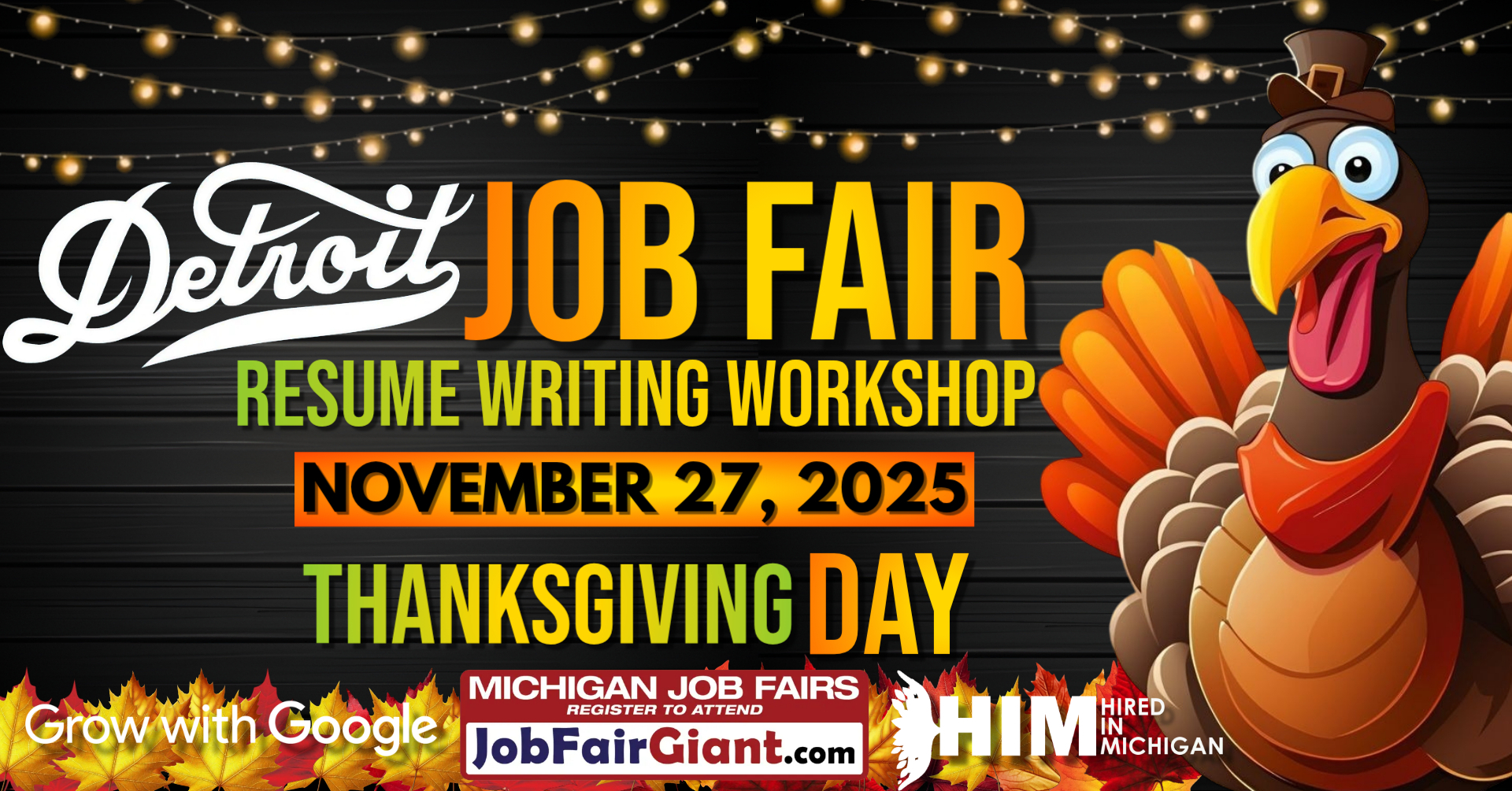 Detroit Job Fair Resume Writing Workshop November 27, 2025 Thanksgiving Day